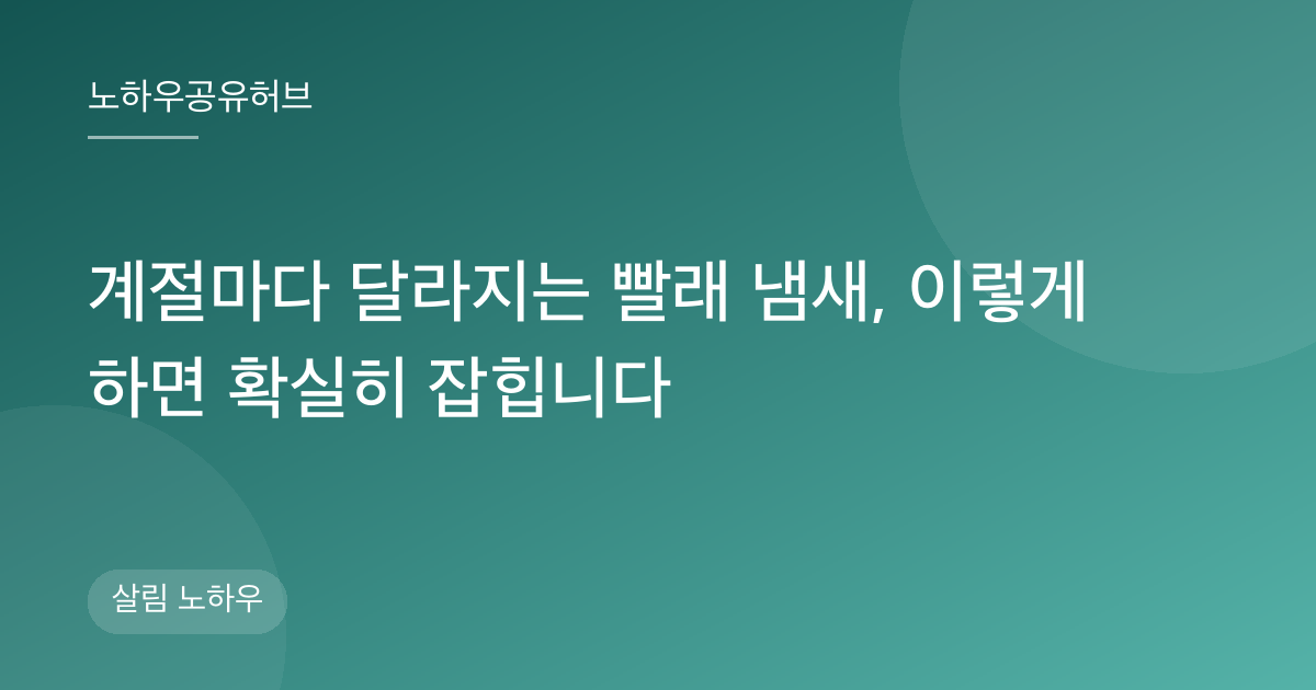 계절마다 달라지는 빨래 냄새, 이렇게 하면 확실히 잡힙니다