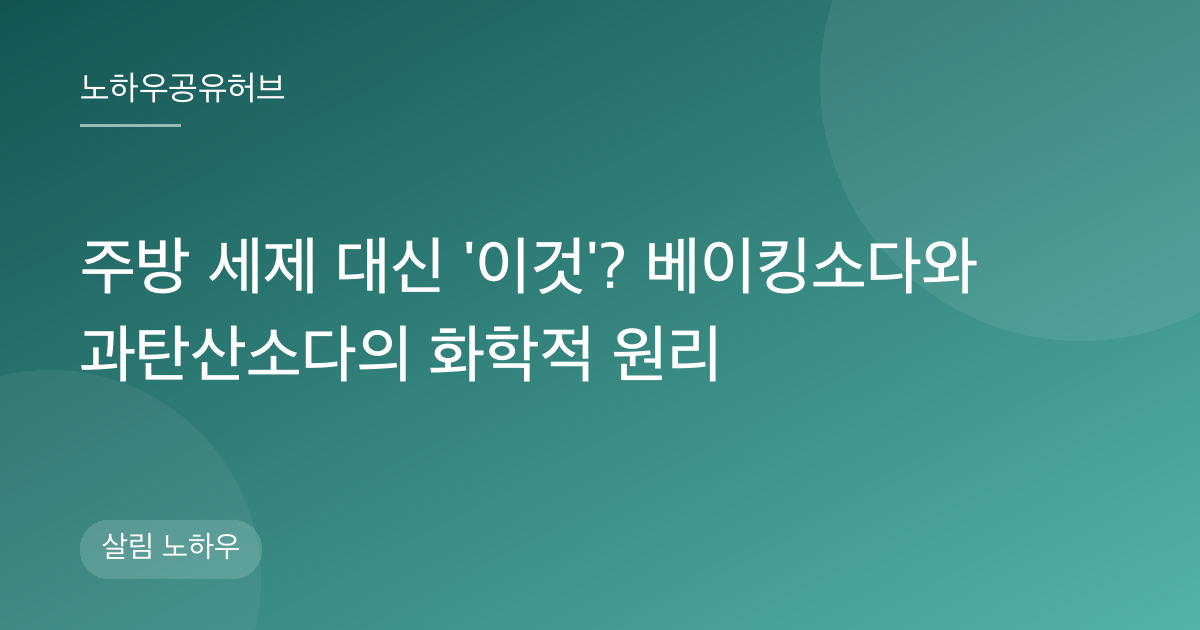 주방 세제 대신 '이것'? 베이킹소다와 과탄산소다의 화학적 원리