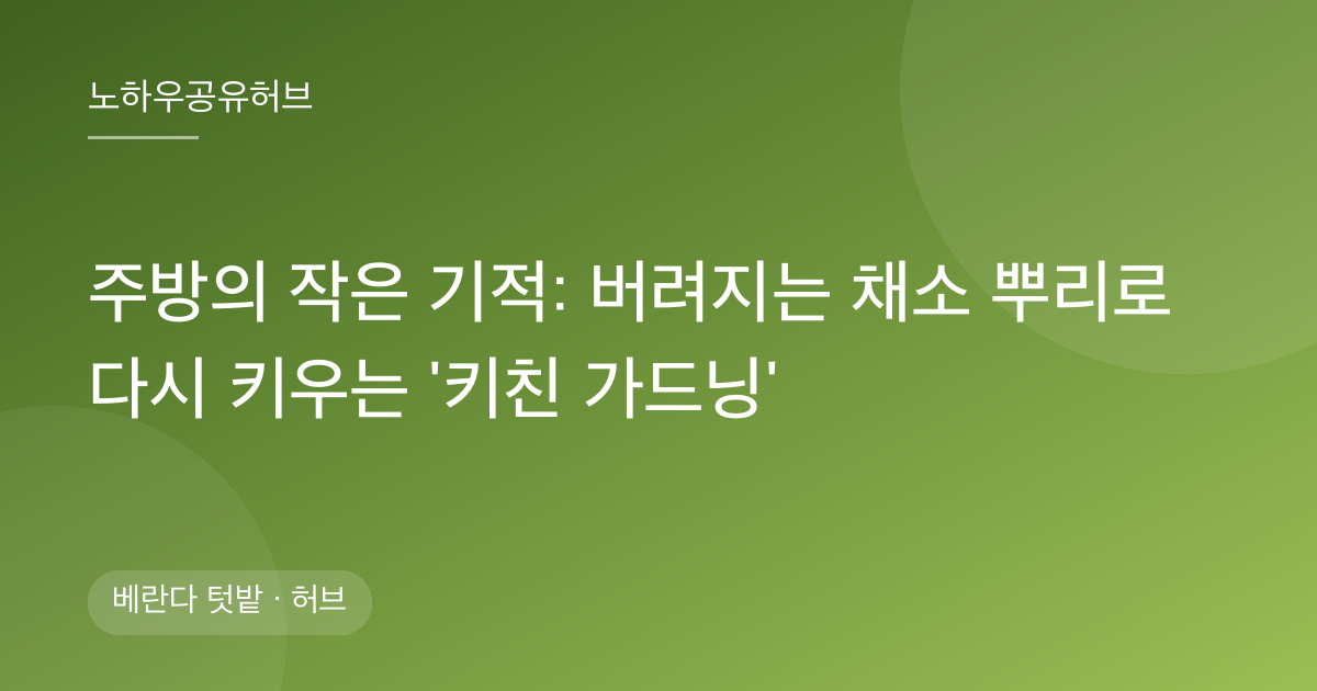 주방의 작은 기적: 버려지는 채소 뿌리로 다시 키우는 '키친 가드닝'