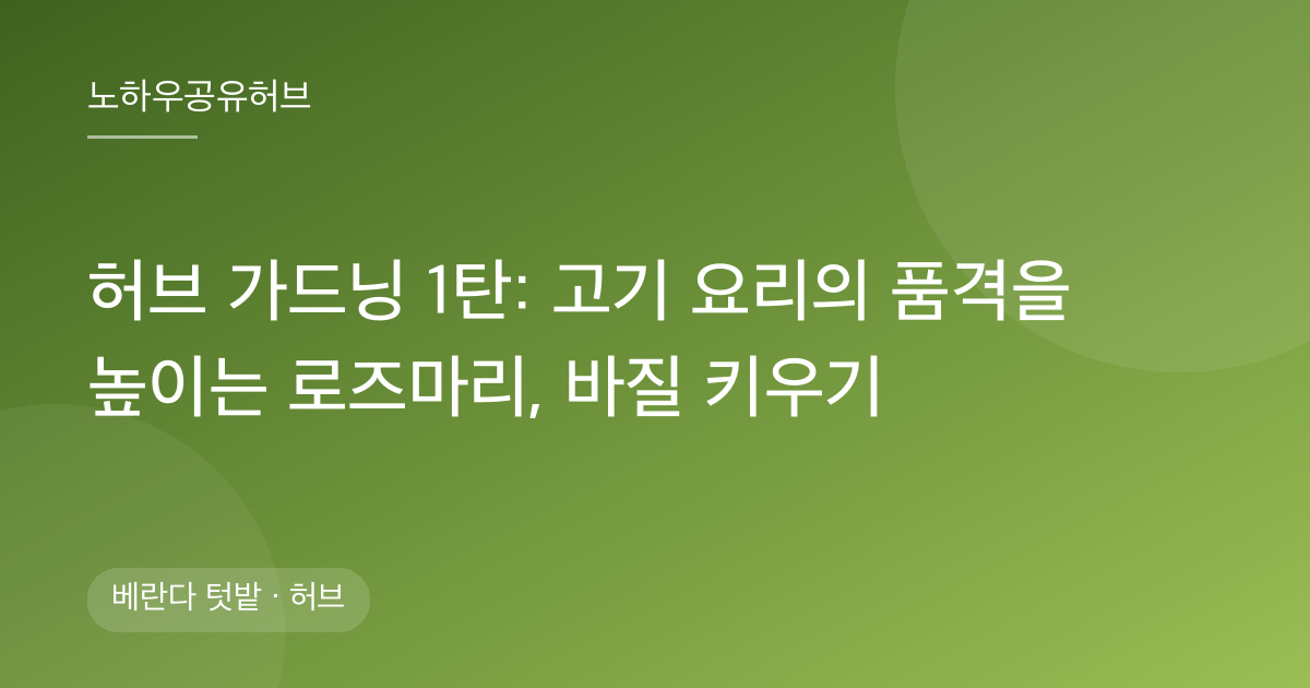 허브 가드닝 1탄: 고기 요리의 품격을 높이는 로즈마리, 바질 키우기