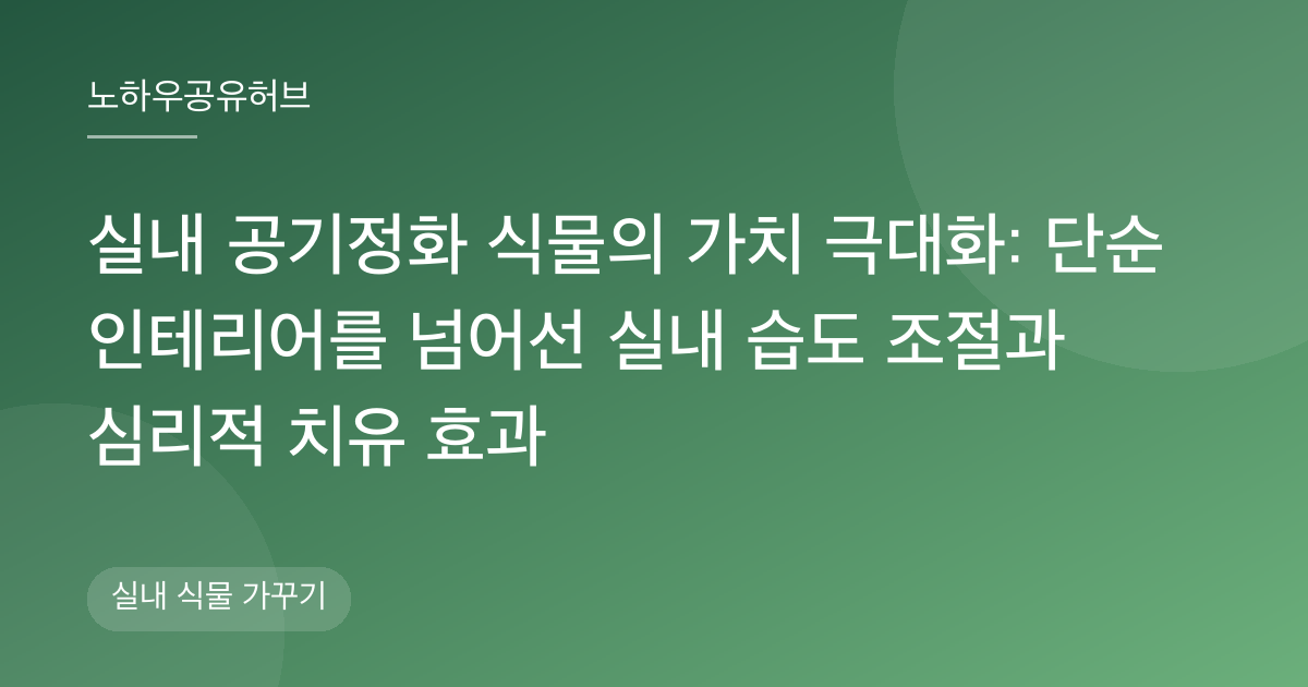 실내 공기정화 식물의 가치 극대화: 단순 인테리어를 넘어선 실내 습도 조절과 심리적 치유 효과